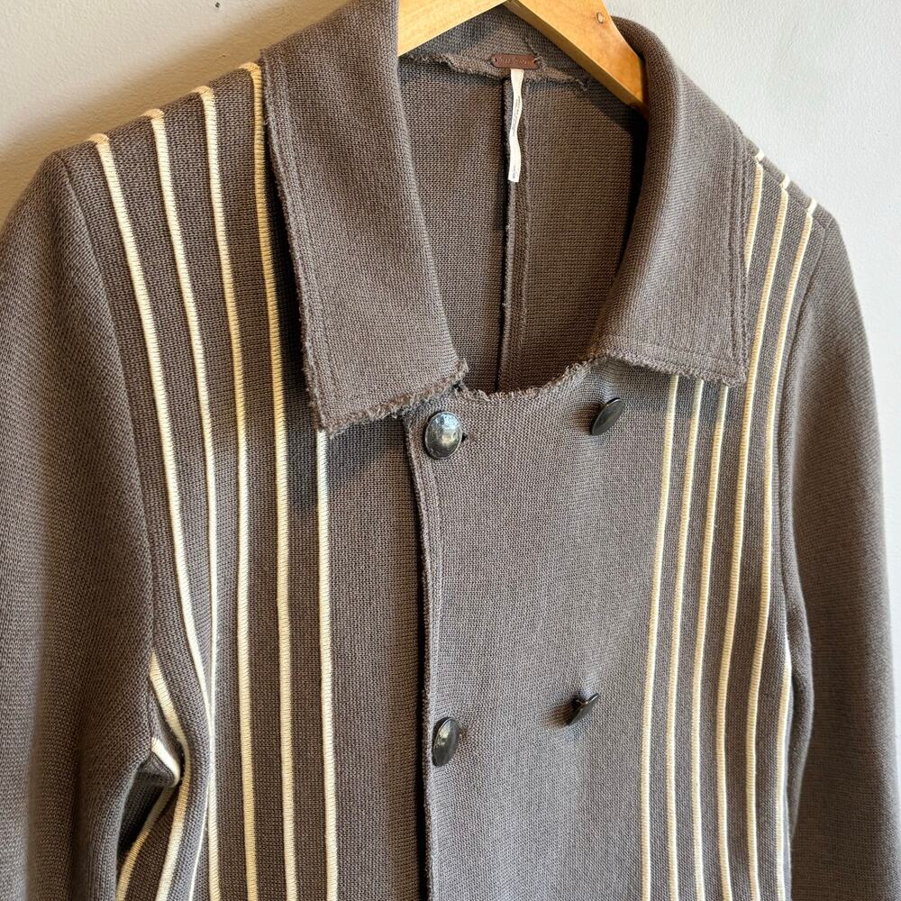 Free People Double Breasted Distressed Sweater Blazer - size Large - Picture 2 of 7